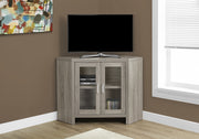 30" Dark Taupe Particle Board, Hollow Core, and MDF TV Stand with Glass Doors