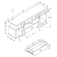 23.75" Dark Taupe Particle Board, Hollow Core, and MDF TV Stand with 2 Drawers