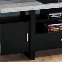 22" Black Particle Board, Hollow Core, and MDF TV Stand with a Cement Look Top
