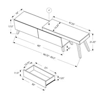 21.25" Cappuccino MDF, Hollow Core, and Solid Wood TV Stand with 2 Drawers