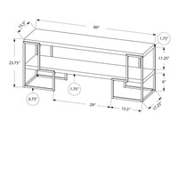 23.75" White Particle Board, Hollow Core, and Black Metal TV Stand