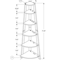 72" Grey and White Particle Board, Laminate, and MDF Corner Bookshelf