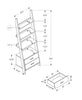 69" Grey and Black Particle Board Ladder Bookcase with Two Storage Drawers