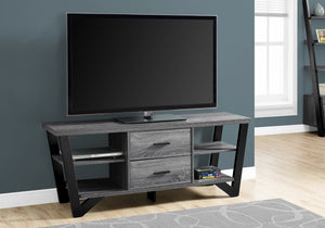 23" Grey Taupe Particle Board, Hollow Core, Metal TV Stand with 2 Drawers