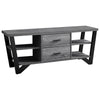 23" Grey Taupe Particle Board, Hollow Core, Metal TV Stand with 2 Drawers