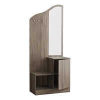 HALL TREE - 75"H - DARK TAUPE STORAGE UNIT - MIRROR