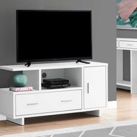 23.75" White Particle Board, Hollow Core, MDF TV Stand with Storage