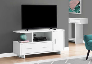 23.75" White Particle Board, Hollow Core, MDF TV Stand with Storage