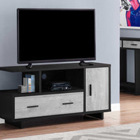 23.75" Black and Grey Particle Board, Laminate, and MDF TV Stand with Storage