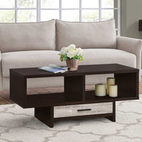 18" Cappuccino Particle Board and MDF Coffee Table with a Taupe Drawer
