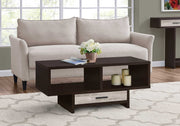 18" Cappuccino Particle Board and MDF Coffee Table with a Taupe Drawer