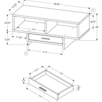 18" Cappuccino Particle Board and MDF Coffee Table with a Taupe Drawer