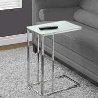 24" Metal with Frosted Tempered Glass Accent Table