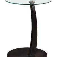 24" Bentwood and Tempered Glass Accent Table