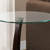 24" Bentwood and Tempered Glass Accent Table