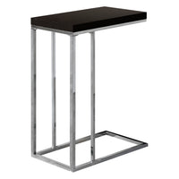 25.25" Cappuccino Particle Board and Chrome Metal Accent Table