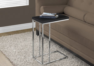 25.25" Cappuccino Particle Board and Chrome Metal Accent Table