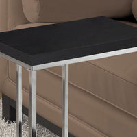 25.25" Cappuccino Particle Board and Chrome Metal Accent Table