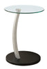 24" Black and Silver Bentwood and Tempered Glass Accent Table