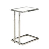26" White Chrome Metal and Tempered Glass Accent Table with Adjustable Height