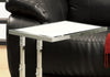 26" White Chrome Metal and Tempered Glass Accent Table with Adjustable Height