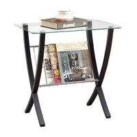 24.5" Cappuccino Bentwood and Tempered Glass Accent Table