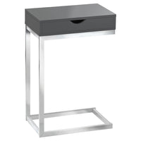 24.5" Grey Particle Board and Chromed Metal Accent Table