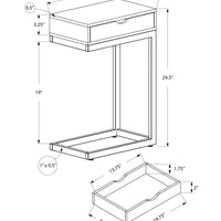 24.5" Grey Particle Board and Chromed Metal Accent Table