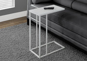 24" White Metal with Frosted Tempered Glass Accent Table