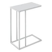 24" White Metal with Frosted Tempered Glass Accent Table