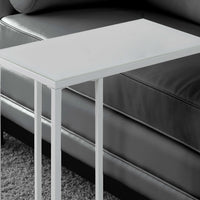 24" White Metal with Frosted Tempered Glass Accent Table