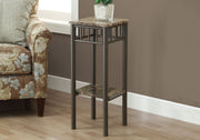28" Bronze Metal and Cappuccino Marble Accent Table