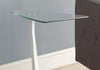23.75" Glossy Black & Silver Particle Board, MDF, & Tempered Glass Accent Table