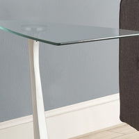 23.75" Glossy Black & Silver Particle Board, MDF, & Tempered Glass Accent Table