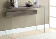 32" Particle Board and Clear Tempered Glass Accent Table