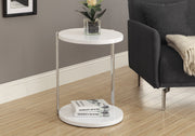 23.5" White Particle Board and Chrome Metal Accent Table