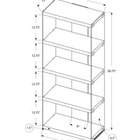 60" Particle Board and Clear Tempered Glass Bookcase