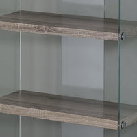 60" Particle Board and Clear Tempered Glass Bookcase