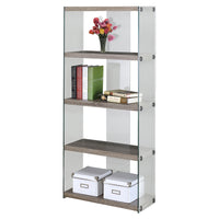 60" Particle Board and Clear Tempered Glass Bookcase