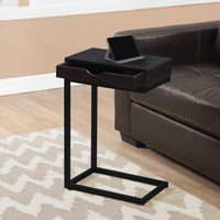 24.5" Cappuccino Particle Board and Black Metal Accent Table