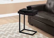 24.5" Cappuccino Particle Board and Black Metal Accent Table
