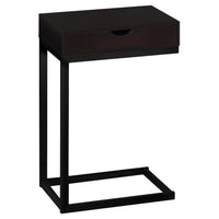 24.5" Cappuccino Particle Board and Black Metal Accent Table