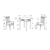 36" Cappuccino Microfiber, Foam, MDF, and Silver Metal Three Pieces Dining Set