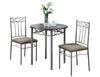 36" Cappuccino Microfiber, Foam, MDF, and Silver Metal Three Pieces Dining Set