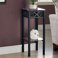 28" Black Metal and Clear Tempered Glass Accent Table