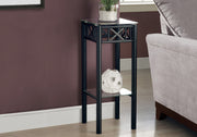 28" Black Metal and Clear Tempered Glass Accent Table