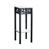 28" Black Metal and Clear Tempered Glass Accent Table