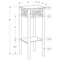 28" Black Metal and Clear Tempered Glass Accent Table