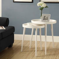 45.75" White MDF and Solid Wood Two Piece Nesting Table Set