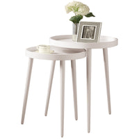 45.75" White MDF and Solid Wood Two Piece Nesting Table Set